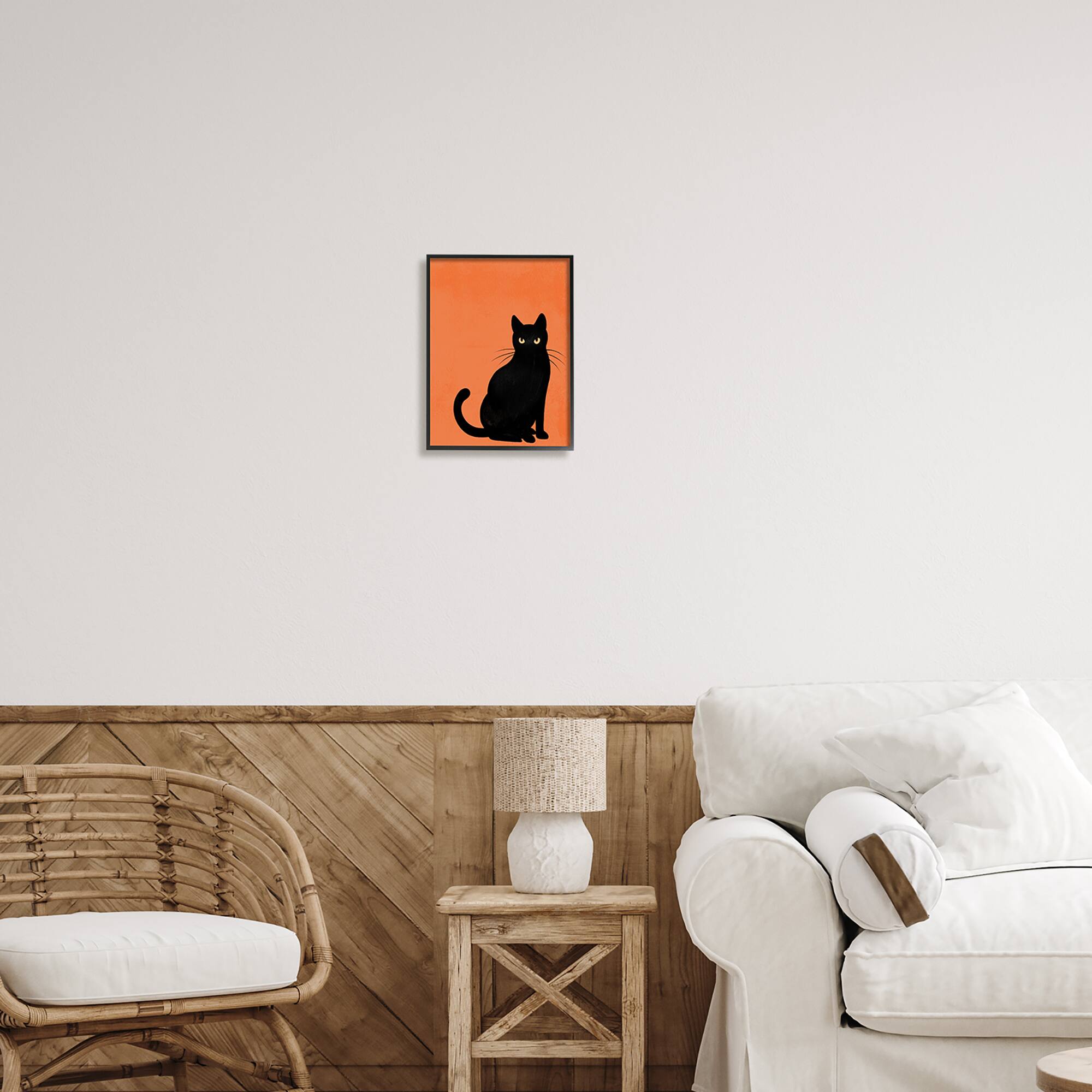 Stupell Industries Bold Black Cat Silhouette Framed Giclee Art